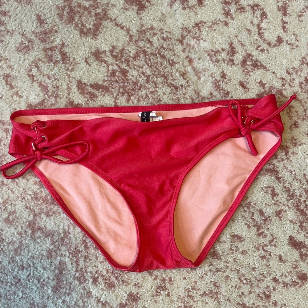 Coral Bikini Bottom with Side Ties